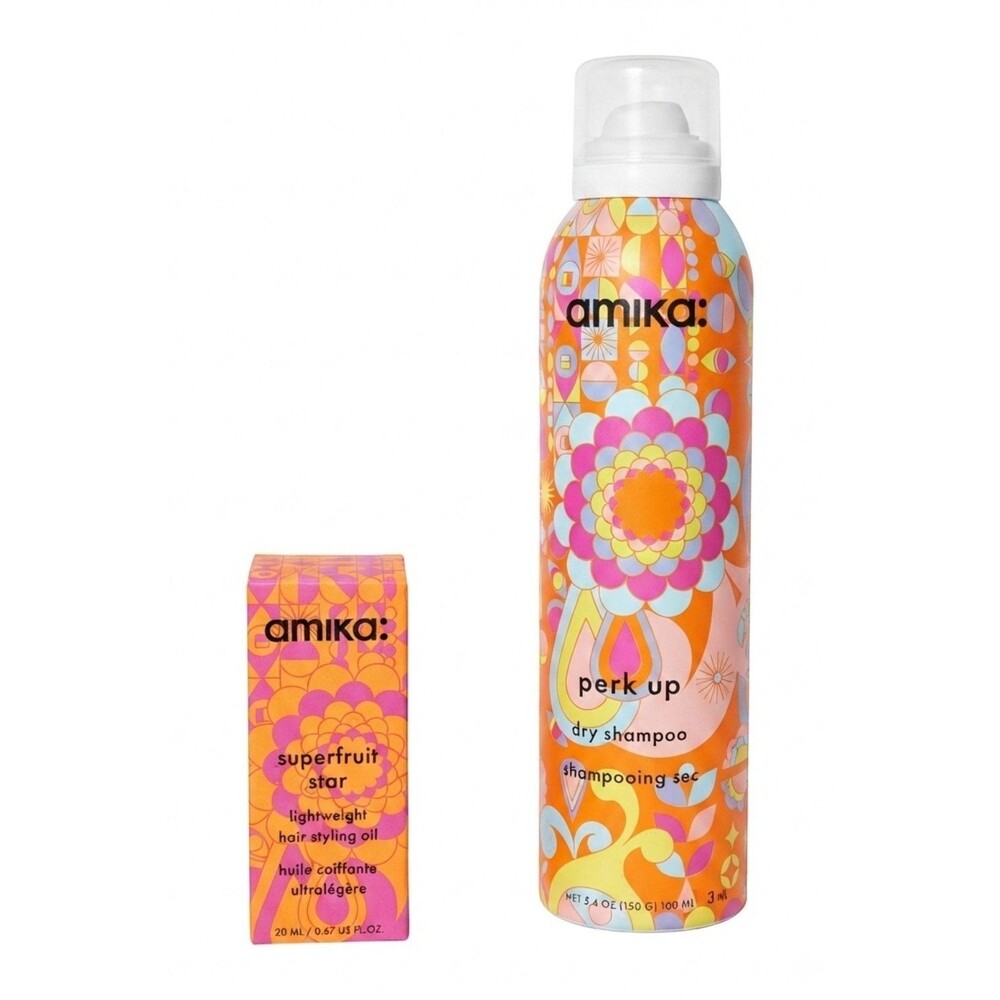 Amika Perk Up Dry Shampoo 5.4 oz & Superfruit Star Hair Styling Oil 20 ml New